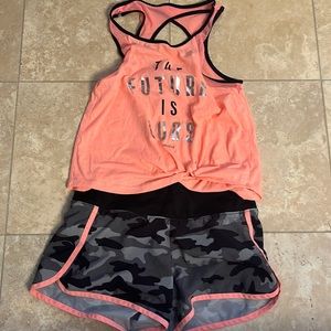 Justice active tank and shorts